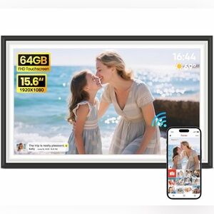 Sleek Black and White Digital Frame with Touchscreen